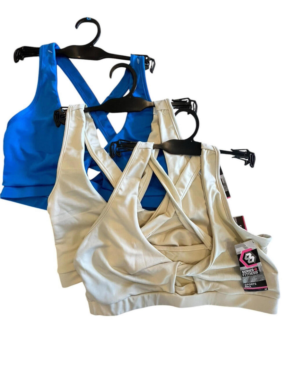 Sports Bra New with Tags, Series 8 Fitness bundle three pcs Sz L Blue and Beige